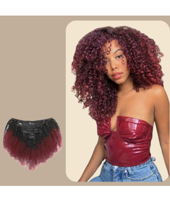 Kit de Extensões Afro Curly Ombre Castanho Escuro 99J 120 gr 50% de réduction en Octobre 2024