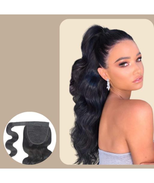 Rabo de cavalo castanho escuro Magic Ribbon Cabelo Remy Body Wave soldes