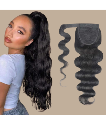 Rabo de cavalo castanho escuro Magic Ribbon Cabelo Remy Body Wave soldes