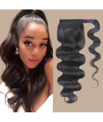 Rabo de cavalo castanho escuro Magic Ribbon Cabelo Remy Body Wave soldes