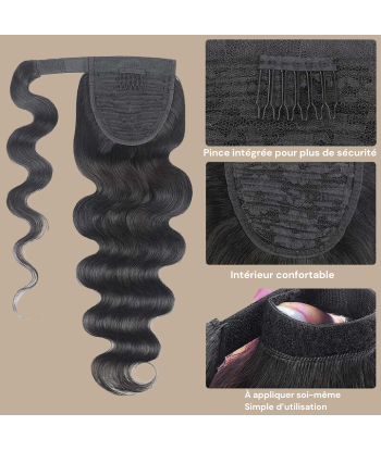 Rabo de cavalo castanho escuro Magic Ribbon Cabelo Remy Body Wave soldes