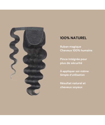 Rabo de cavalo castanho escuro Magic Ribbon Cabelo Remy Body Wave soldes