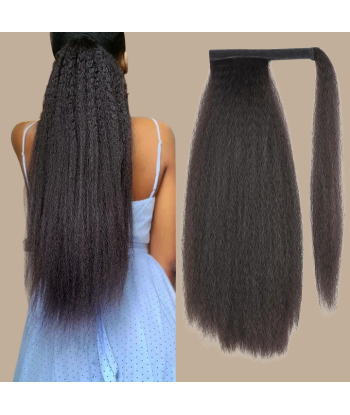 Rabo de cavalo Castanho Escuro Magic Ribbon Cabelo Remy Liso Kinky est présent 