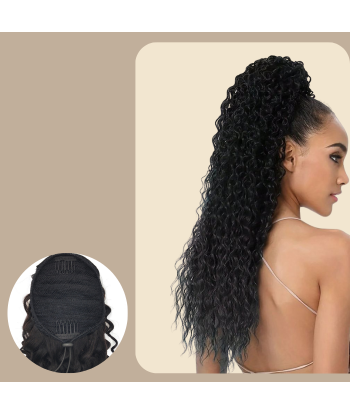 Rabo-de-cavalo castanho-escuro com cordão de cabelo Remy Deep Wave Profitez des Offres !