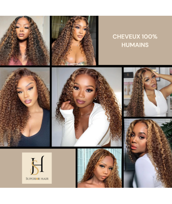 Tissage Vierge Cabelo Humano Ondas Profundas 7A Chatain Méché Blond P4/27 100 Gr pas cheres