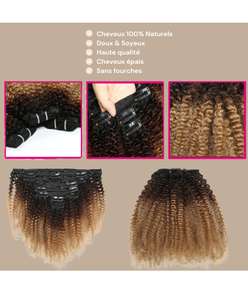 Afro Curly Ombre Brown Chocolate Blonde Clip-In Extensions Kit 120 gr. Le MVP de beaucoup