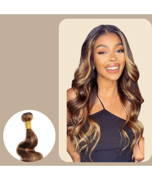 Tissage Vierge Ihmisen hiukset Body Wave 7A Chatain Méché Blond P4/27 100 Gr 100 Gr est présent 