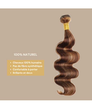 Tissage Vierge Ihmisen hiukset Body Wave 7A Chatain Méché Blond P4/27 100 Gr 100 Gr est présent 