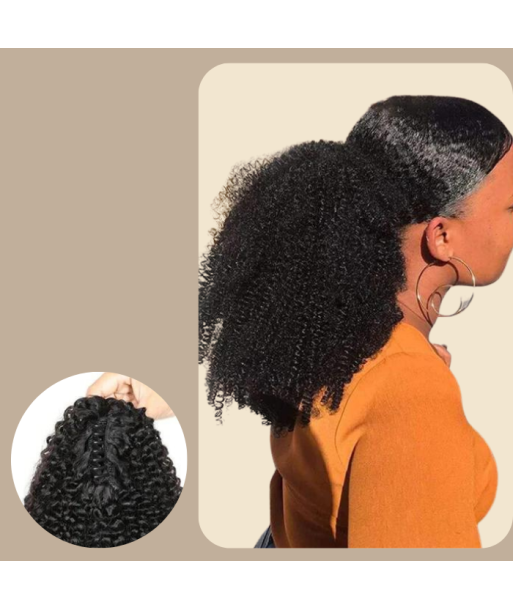 Paardenstaart donkerbruin met natuurlijke clip Remy haar Afro krullend Véritable concentré