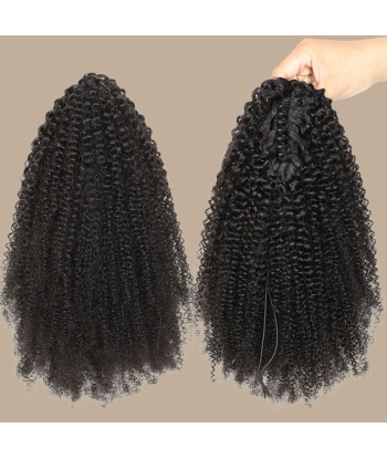 Paardenstaart donkerbruin met natuurlijke clip Remy haar Afro krullend Véritable concentré