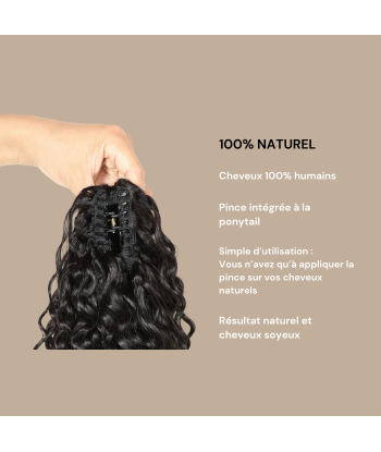 Coda di cavallo marrone scuro naturale Clip Remy capelli onda profonda En savoir plus