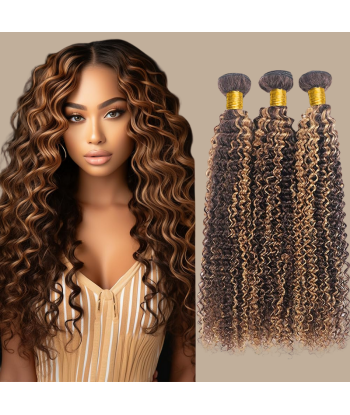 Tessitura Capelli Vergine Capelli Umani Ricci Kinky 7A Marrone Medio Biondo P4/27 100 Gr Les magasins à Paris et en Île-de-France