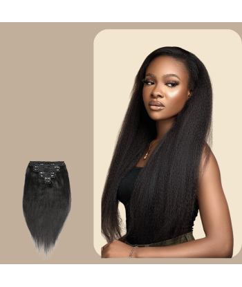 Black Yaki Straight Clip Extensions Pour