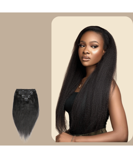 Black Yaki Straight Clip Extensions Pour