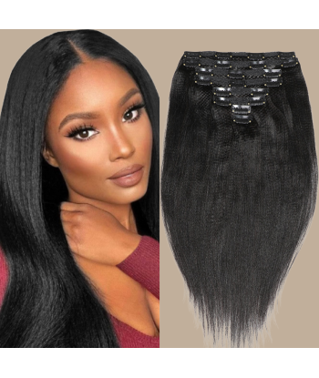 Black Yaki Straight Clip Extensions Pour