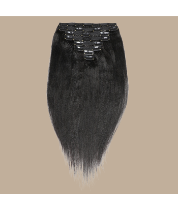 Black Yaki Straight Clip Extensions Pour