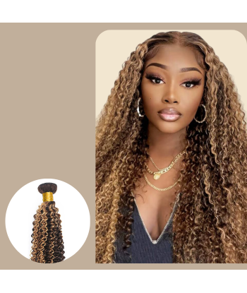 Weven Virgin Haar Human Hair Kinky Curly 7A Chatain Méché Blond P4/27 100 Gr des créatures d'habitude