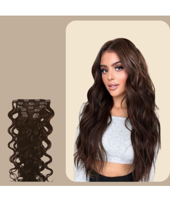 Brun vågig Clip Extensions votre