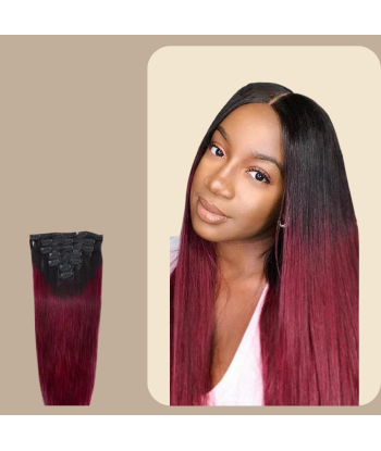 Rak Ombre Mörkbrun Clips Extensions Kit 99J 120 gr Les magasins à Paris