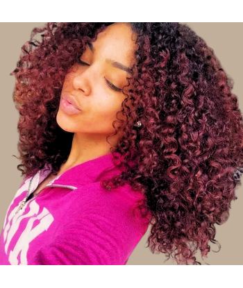 Afro Curly Ombre Mörkbrun Clip-In Extensions Kit 99J 120 gr Véritable concentré