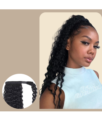 Hästsvans Mörkbrun Magic Ribbon Remy Hår Afro Lockigt en ligne des produits 