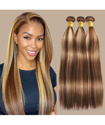 Vävning Virgin Hair Human Hair Straight 7A Medium Brown Blond P4/27 100 Gr des créatures d'habitude