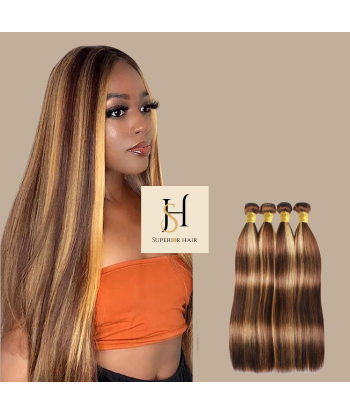 Vävning Virgin Hair Human Hair Straight 7A Medium Brown Blond P4/27 100 Gr des créatures d'habitude