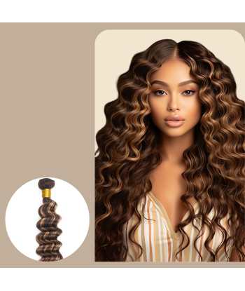 Tissage Vierge Human Hair Deep Wave 7A Chatain Méché Blond P4/27 100 Gr le des métaux précieux