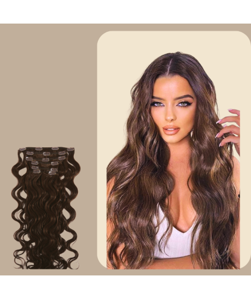 Extensions Clips Ondulées Chocolat soldes