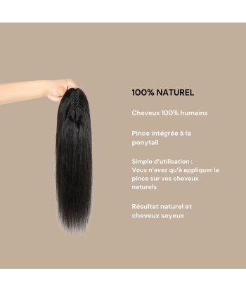 Queue de cheval Ponytail  Noir à Pince Naturel Remy Hair Yaki Straight votre restaurant rapide dans 