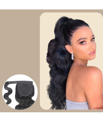 Queue de cheval Ponytail  Noir Ruban Magique Remy Hair Body Wave suggérées chez