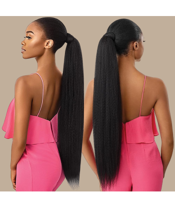 Queue de cheval Ponytail  Noir Ruban Magique Remy Hair Yaki Straight Faites des économies