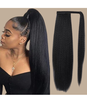 Queue de cheval Ponytail  Noir Ruban Magique Remy Hair Yaki Straight Faites des économies