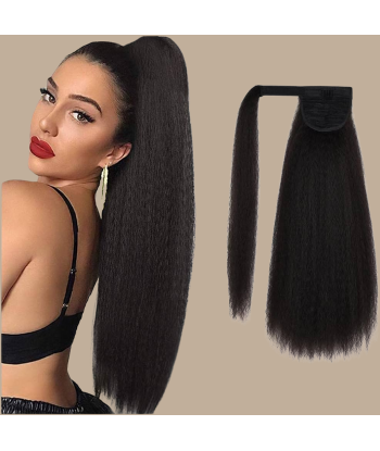 Queue de cheval Ponytail  Noir Ruban Magique Remy Hair Yaki Straight Faites des économies