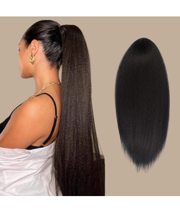 Queue de cheval Ponytail  Noir Ruban Magique Remy Hair Yaki Straight Faites des économies