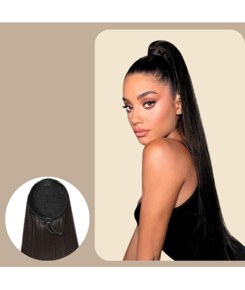 Queue de cheval Ponytail  Noir A Cordon Remy Hair Straight Les êtres humains sont 