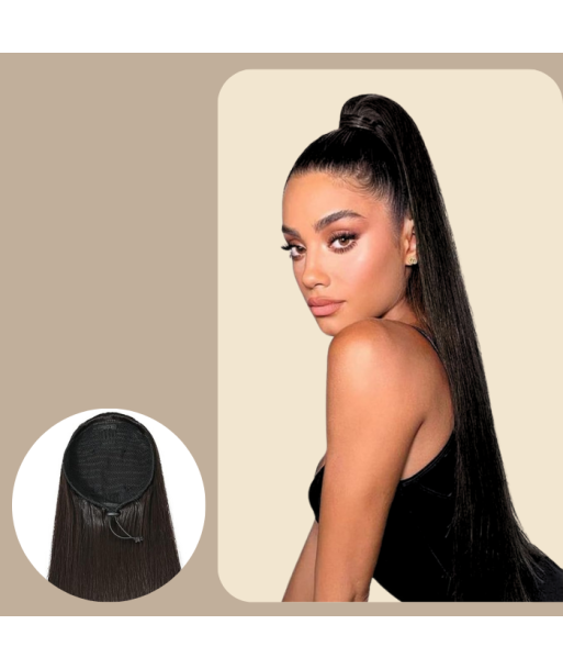 Queue de cheval Ponytail  Noir A Cordon Remy Hair Straight Les êtres humains sont 