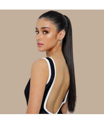 Queue de cheval Ponytail  Noir A Cordon Remy Hair Straight Les êtres humains sont 