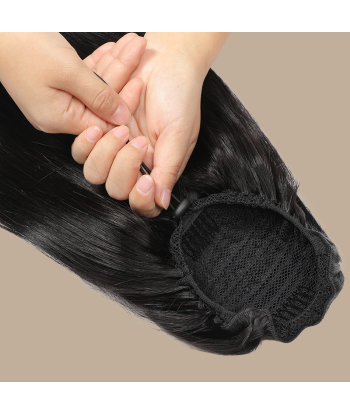 Queue de cheval Ponytail  Noir A Cordon Remy Hair Straight Les êtres humains sont 