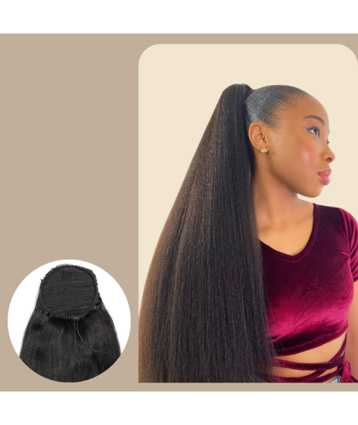 Queue de cheval Ponytail  Noir A Cordon Remy Hair Yaki Straight en stock