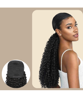 Queue de cheval Ponytail  Noir A Cordon Remy Hair Kinky Curly à prix réduit toute l'année