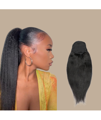 Queue de cheval Ponytail  Noir A Cordon Remy Hair Yaki Straight en stock