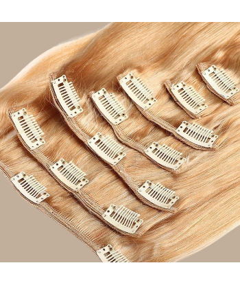 Extensions Glatte Clips Platinblond Méché les ctes