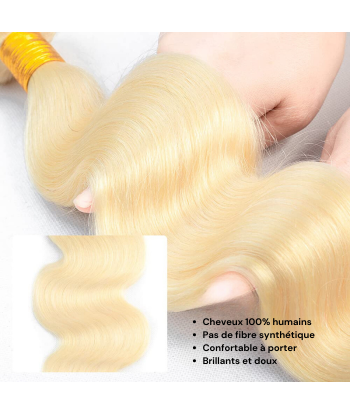 Tissage Vierge Human Hair Body Wave 7A Blond Platine 613 100 Gr est présent 