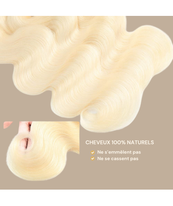 Tissage Vierge Human Hair Body Wave 7A Blond Platine 613 100 Gr est présent 