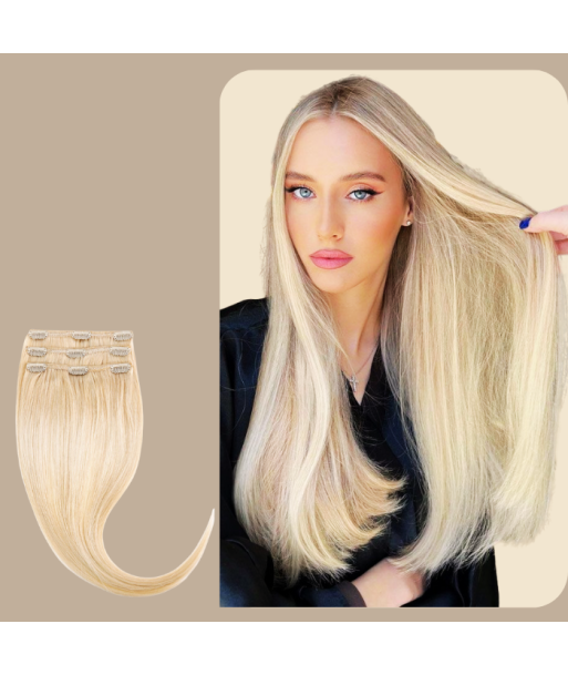 Extensions Clips Raides Blond Platine de la marque