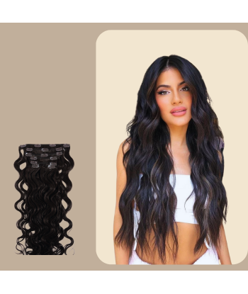 Extensions Clips Ondulées Brun Foncé de pas cher