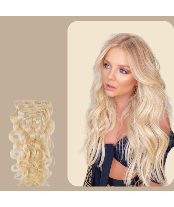 Extensions Clips Ondulées Blond Platine basket pas cher