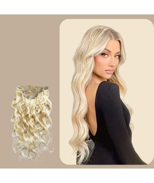 Kit Extensions à Clips Body Wave Blond Platine 120 gr à prix réduit toute l'année