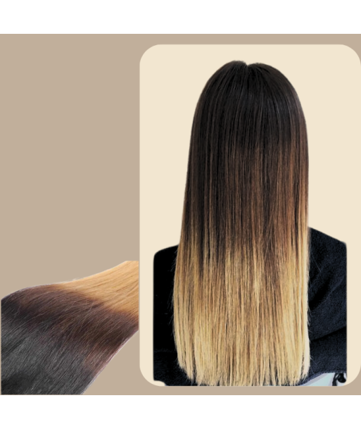 Extension à Clips Straight Ombre Brun Chocolat Blond Mono Bande Maxi Volume chez Cornerstreet bien 